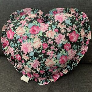 Rachel Ashwell Shabby Chic Accent Pillow Floral Print Heart‎ Shaped Cotton